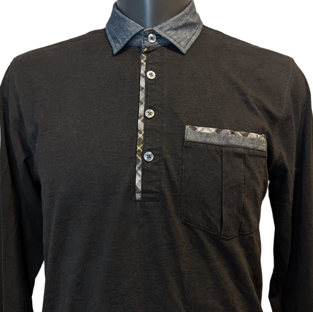 Kangol Black Polo Shirt Medium Long Sleeves Men's